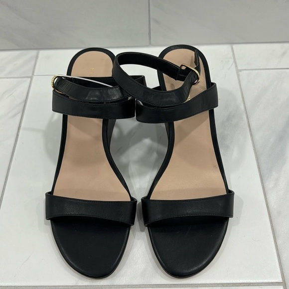 NEW! STUART WEITZMAN Black Avenue Leather Wedge Sandals - Size 10US/EU40.5 - Picture 6 of 13
